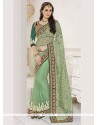 Delightsome Green Embroidered Work Net Classic Designer Saree