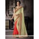 Excellent Faux Chiffon Green Embroidered Work Classic Designer Saree