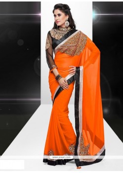 Remarkable Orange Classic Designer Saree
