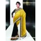 Modish Art Silk Black And Yellow Patch Border Work Classic Designer Saree