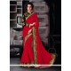 Outstanding Patch Border Work Faux Chiffon Classic Designer Saree