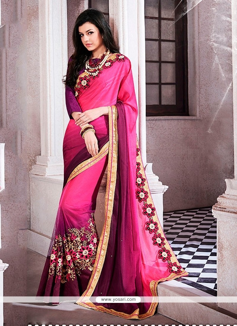 Baby Pink Designer Cotton Silk Saree