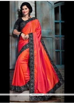Remarkable Orange And Red Designer Saree