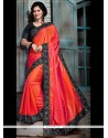 Remarkable Orange And Red Designer Saree