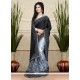 Graceful Embroidered Work Black And Grey Net Classic Designer Saree