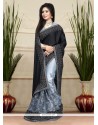 Graceful Embroidered Work Black And Grey Net Classic Designer Saree