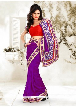 Girlish Purple Bhagalpuri Silk Saree