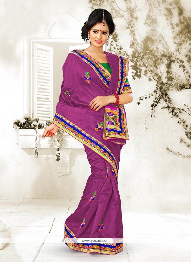 Purple Bhagalpuri Silk Saree