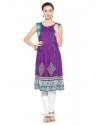 Excellent Embroidered Work Purple Party Wear Kurti