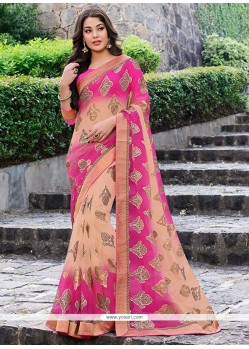 Preety Pink And Peach Shaded Brasso Saree