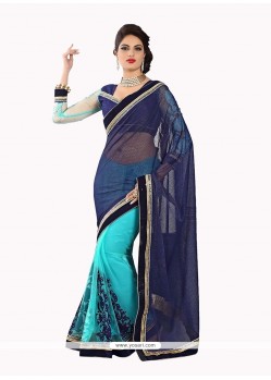 Modish Net Blue Designer Saree