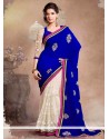 Off White And Blue Half And Half Saree