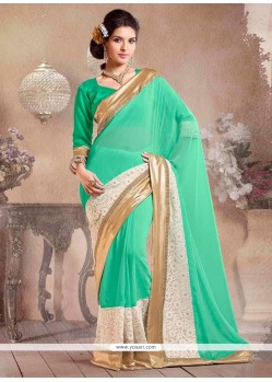Glorious Green Faux Georgette Saree