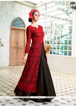 Luxurious Black And Red Resham Work Designer Suit