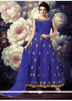 Heavenly Blue Banarasi Silk Anarkali Salwar Kameez