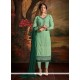 Aristocratic Green Embroidered Work Churidar Designer Suit