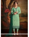 Aristocratic Green Embroidered Work Churidar Designer Suit