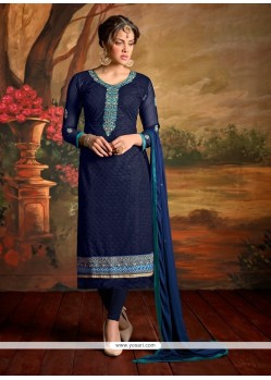 Absorbing Embroidered Work Georgette Churidar Designer Suit