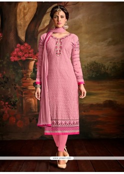 Superb Georgette Pink Churidar Designer Suit