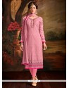 Superb Georgette Pink Churidar Designer Suit