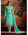 Tiptop Georgette Sea Green Lace Work Churidar Designer Suit