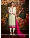 Stylish Embroidered Work Cream Churidar Designer Suit