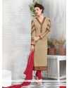 Glitzy Beige Georgette Churidar Designer Suit