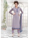 Scintillating Grey Embroidered Work Churidar Designer Suit