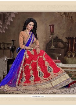 Resplendent Red Net A Line Lehenga Choli