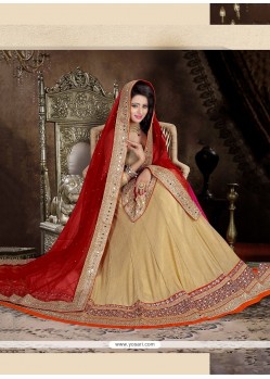 Precious Lycra Cream A Line Lehenga Choli