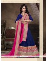 Sightly Art Silk Navy Blue Embroidered Work A Line Lehenga Choli