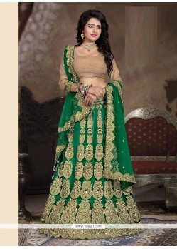 Modern Green Net A Line Lehenga Choli