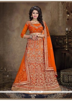 Enthralling Orange A Line Lehenga Choli