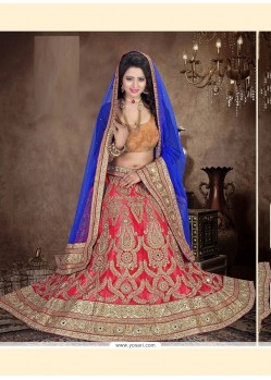 Superb Embroidered Work Net A Line Lehenga Choli