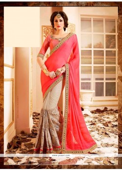 Vivacious Net Beige Designer Saree