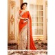 Fine Orange Embroidered Work Designer Saree