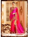 Lurid Fancy Fabric Hot Pink Designer Saree