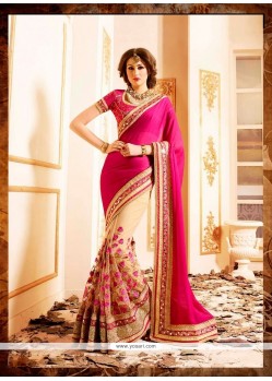 Arresting Beige Patch Border Work Designer Saree