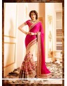 Arresting Beige Patch Border Work Designer Saree