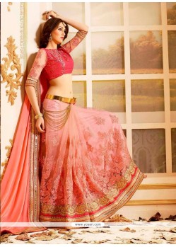 Incredible Faux Chiffon Pink Designer Saree