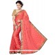 Enticing Patch Border Work Peach Designer Saree