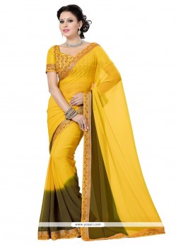 Exquisite Faux Chiffon Lace Work Designer Saree