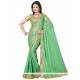 Stupendous Embroidered Work Green Designer Saree