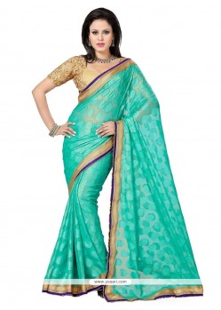 Savory Blue Pure Chiffon Designer Saree