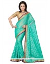 Savory Blue Pure Chiffon Designer Saree