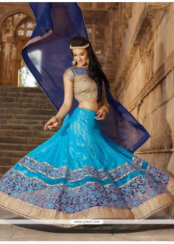 Artistic Embroidered Work Jacquard Lehenga Saree