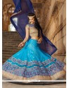 Artistic Embroidered Work Jacquard Lehenga Saree