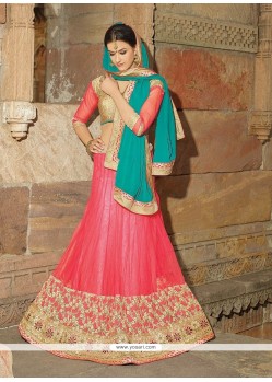 Hypnotic Net Rose Pink Lehenga Saree