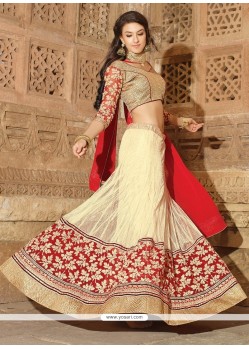 Splendid Jacquard Cream Lehenga Saree