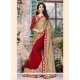 Flattering Red Patch Border Work Designer Saree